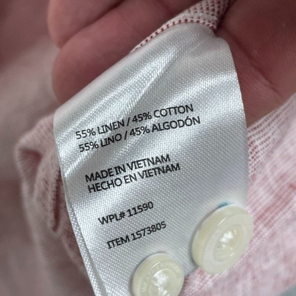 Weatherproof Vintage Mens XXL Pink Washable Linen Short Sleeve Shirt a0405 - Picture 8 of 10